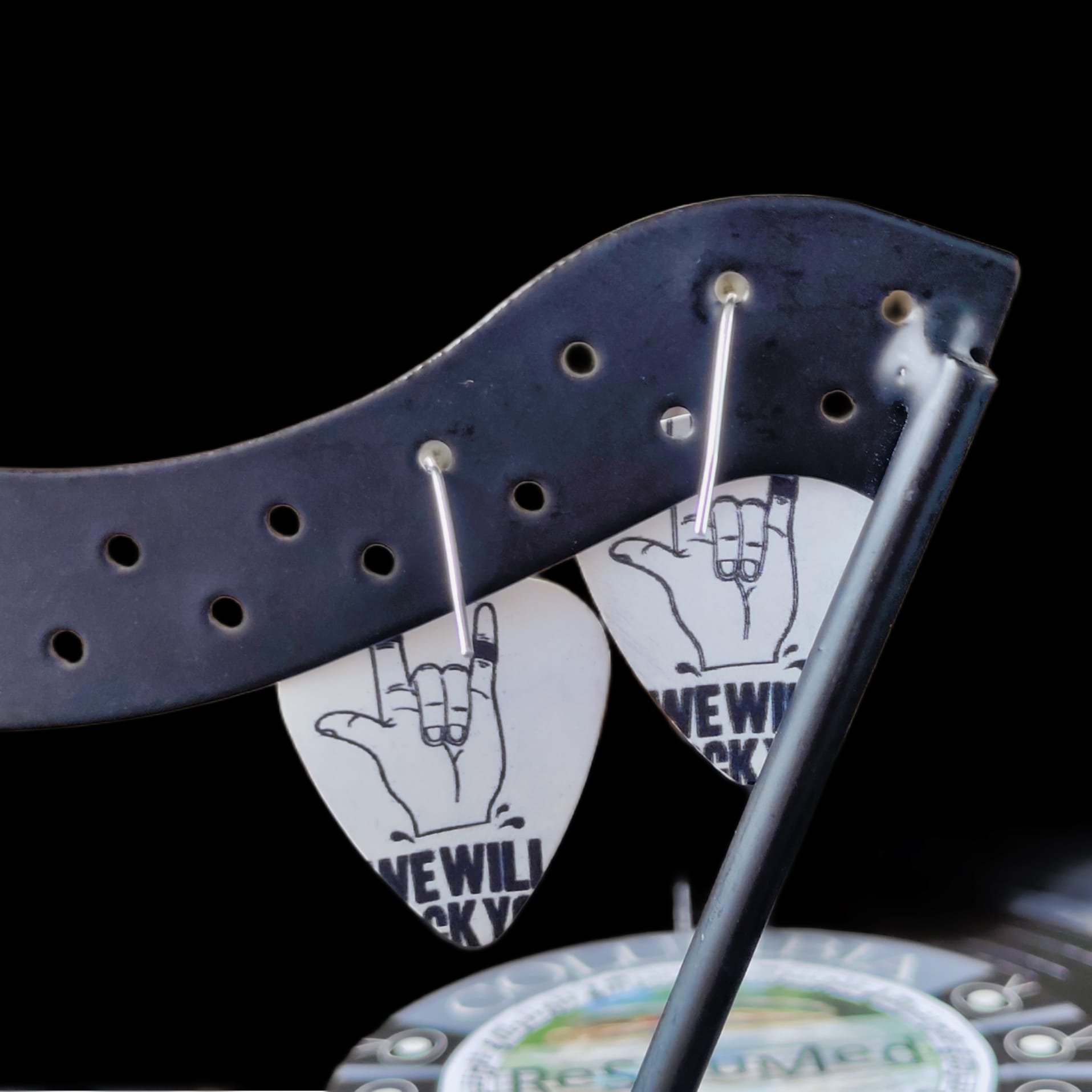 "We Will Rock You" Guitar Pick Earrings - Image 5