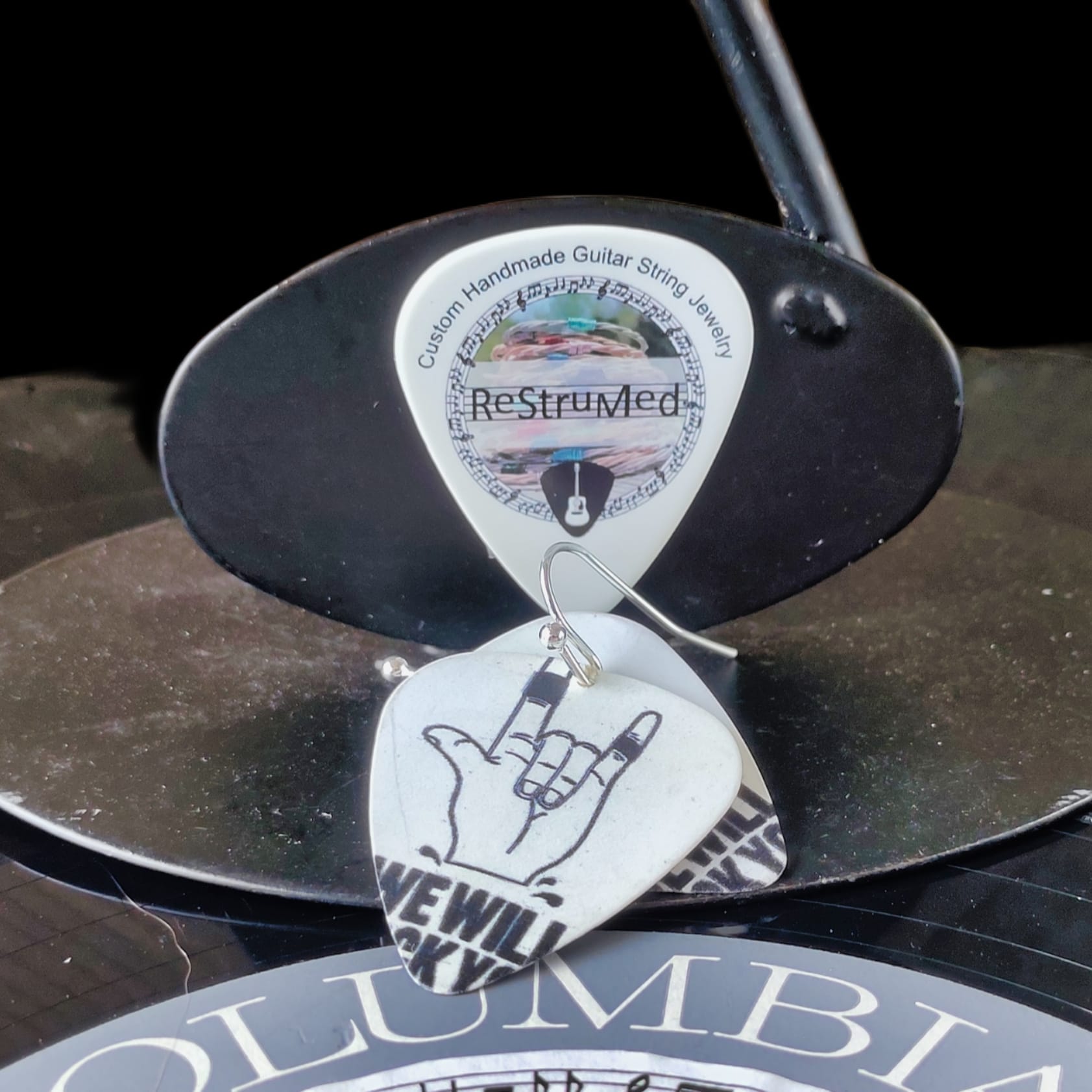 "We Will Rock You" Guitar Pick Earrings - Image 7