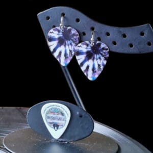 Tie-Dye Guitar Pick Earrings in Purple