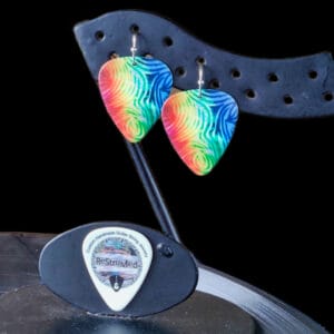 Tie-Dye Guitar Pick Earrings in Stripes