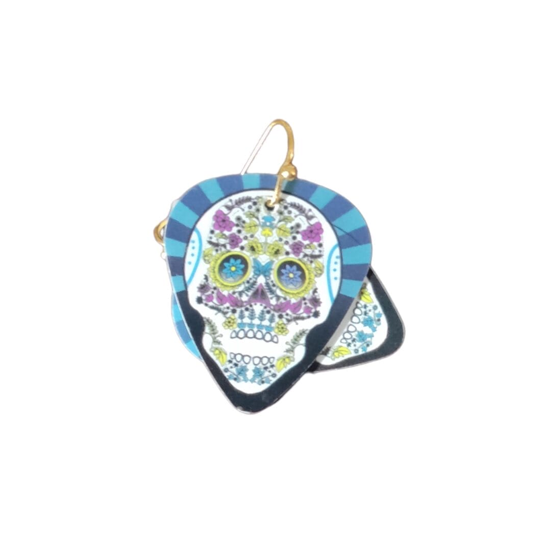 Dia de los Muertos Guitar Pick Earrings - Image 4