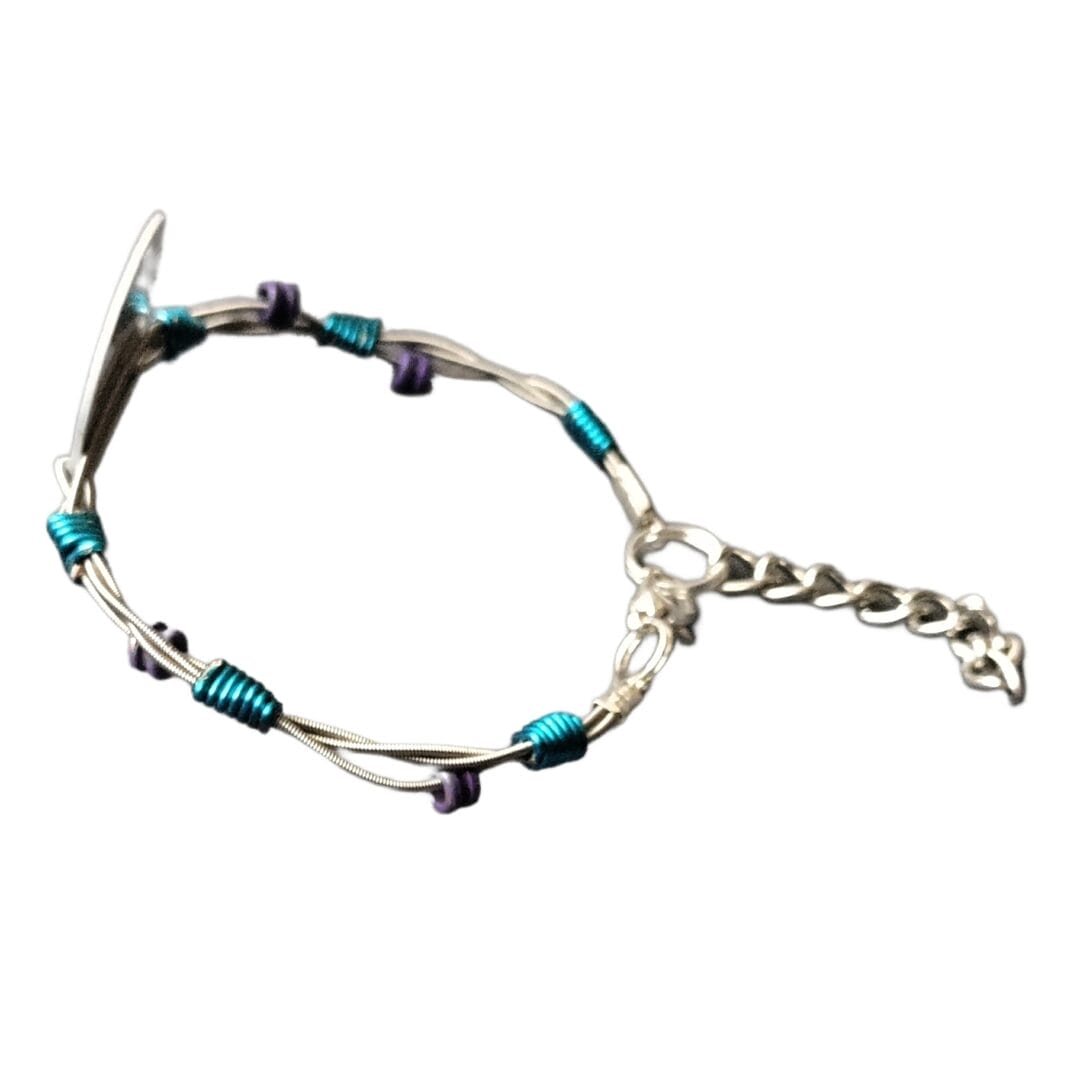 Recycled Guitar String Bracelet with Dia de los Muertos by Restrumed - Image 2