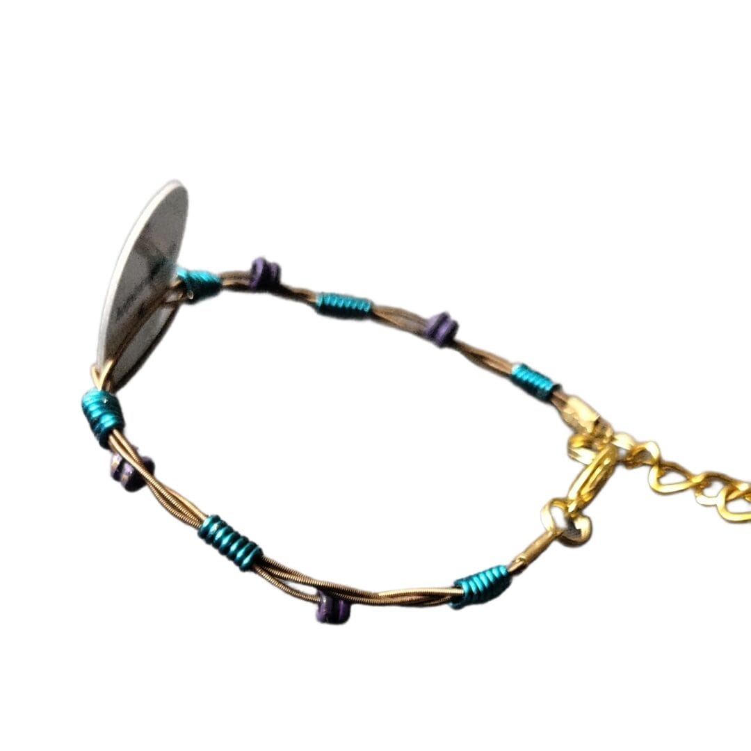 Recycled Guitar String Bracelet with Dia de los Muertos by Restrumed - Image 10