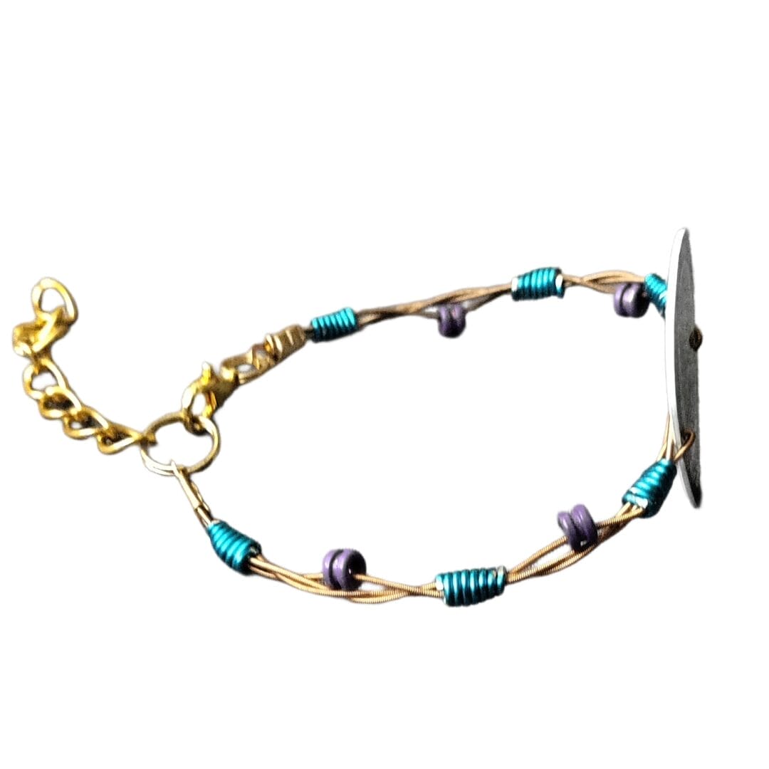Recycled Guitar String Bracelet with Dia de los Muertos by Restrumed - Image 12